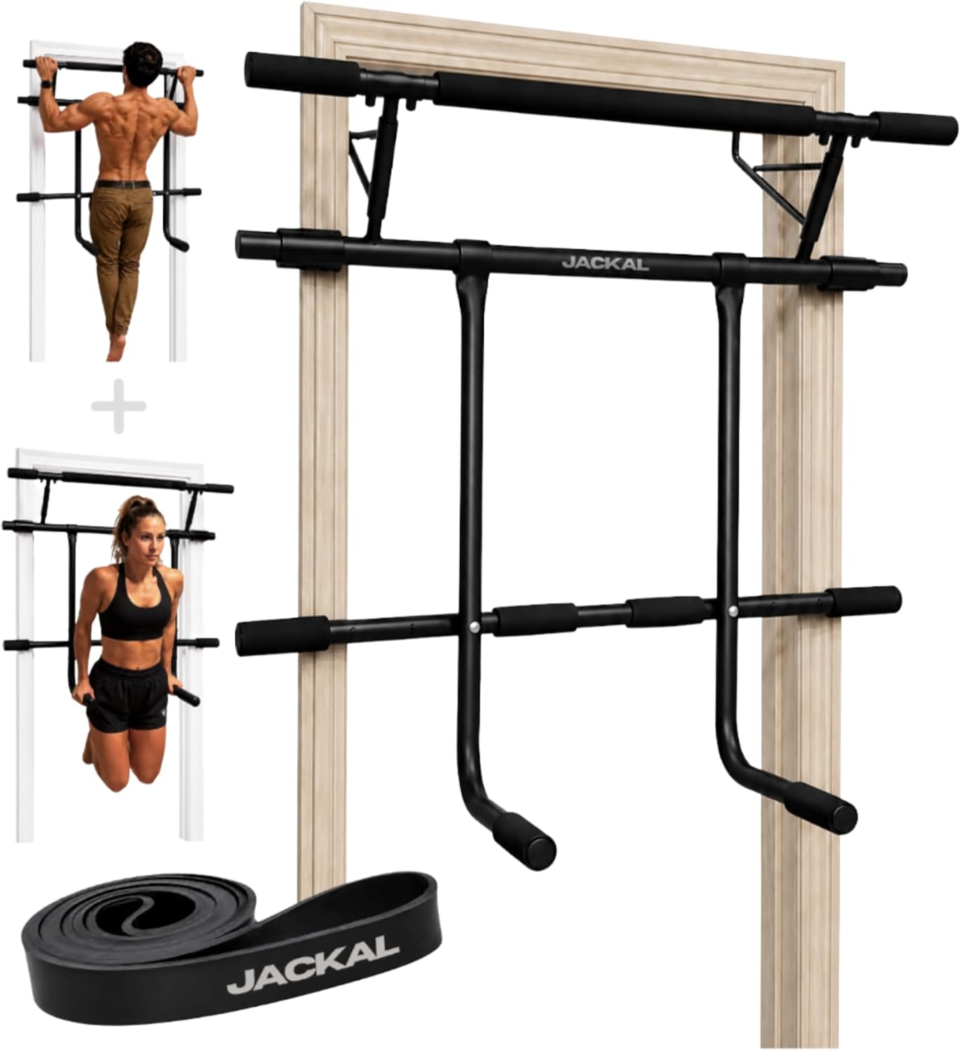 Door Pull Up Bar No Screw - อุปกรณ์ออกกำลังกายแบบครบวงจรสำหรับท่าดึงข้อและท่าดิป ติดตั้งที่ประตูบ้านได้ พับเก็บได้ พร้อมบาร์สำหรับท่าดิป ใช้สำหรับออกกำลังกายด้วยน้ำหนักตัว ประหยัดพื้นที่
