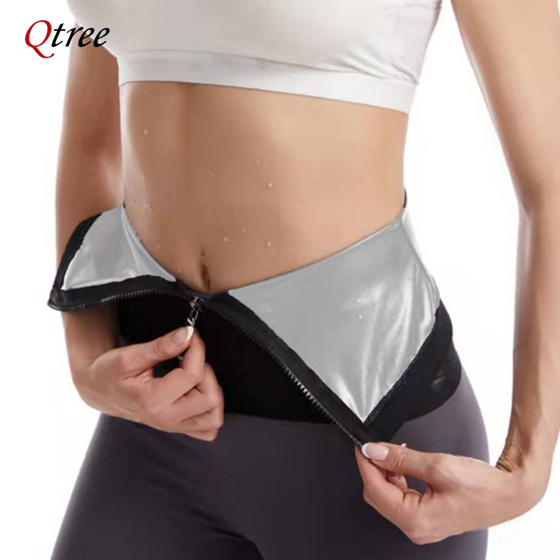Sweat Waist Trainer Belt Neoprene - Qtree เครื่องกระชับสัดส่วนสำหรับผู้หญิงที่รัดเอวสายรัดเหงื่อสำหรับซาวน่า sabuk pelangsing สายคาดเอวเล่นกีฬาผ้ารัดหน้าท้องลดน้ำหนักเครื่องเผาผลาญไขมัน