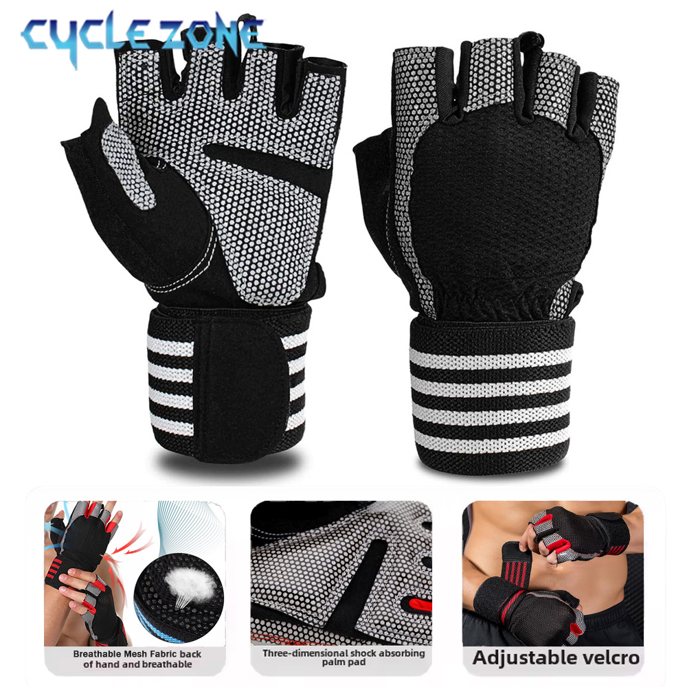 ถุงมือฟิตเนสแบบครึ่งนิ้ว 1 คู่ - Wrist Wraps Weightlifting Support บทวิจารณ์และราคา