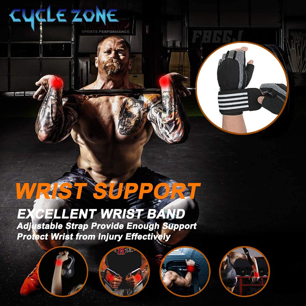 ถุงมือฟิตเนสแบบครึ่งนิ้ว 1 คู่ - Wrist Wraps Weightlifting Support บทวิจารณ์และราคา